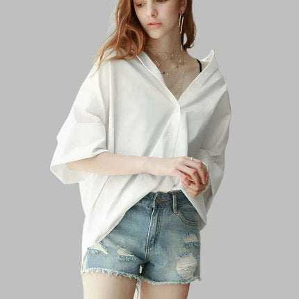 Effortlessly Chic Oversized Cotton Blouse for Women - 2024 Summer Collection in 4 Stylish Shades - Très Elite