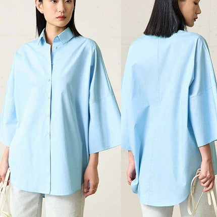 Effortlessly Chic Oversized Cotton Blouse for Women - 2024 Summer Collection in 4 Stylish Shades - Très Elite