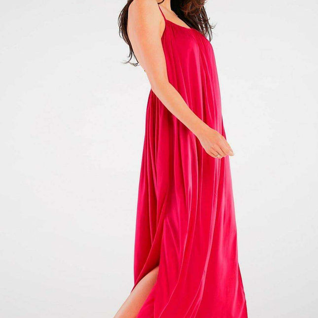 Effortlessly Chic Viscose Maxi Dress with Statement Ring Detail