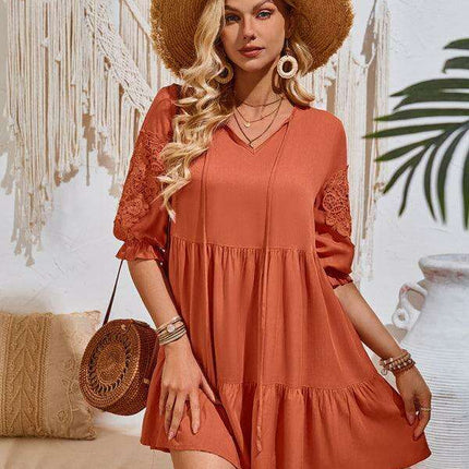 Effortlessly Elegant Viscose Dress with Unique Waist Detail - Casual Chic - Très Elite