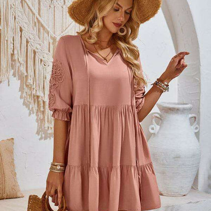 Effortlessly Elegant Viscose Dress with Unique Waist Detail - Casual Chic - Très Elite