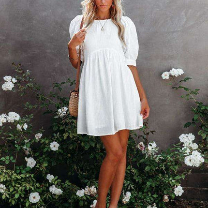 Effortlessly Elegant Women's Dress for Spring and Summer in Lightweight Polyester-Cotton Blend - Très Elite