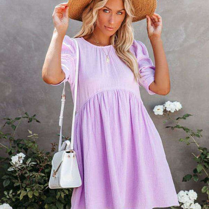 Effortlessly Elegant Women's Dress for Spring and Summer in Lightweight Polyester-Cotton Blend - Très Elite
