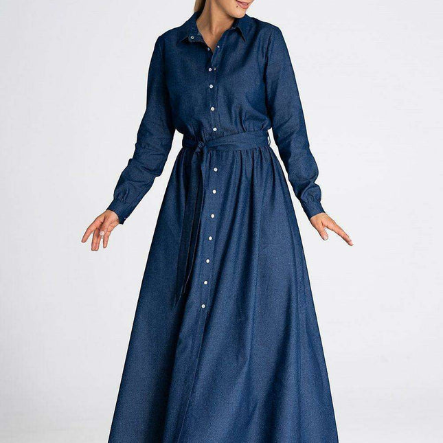 Effortlessly Stylish Denim Shirt Dress for Daytime Elegance - Très Elite
