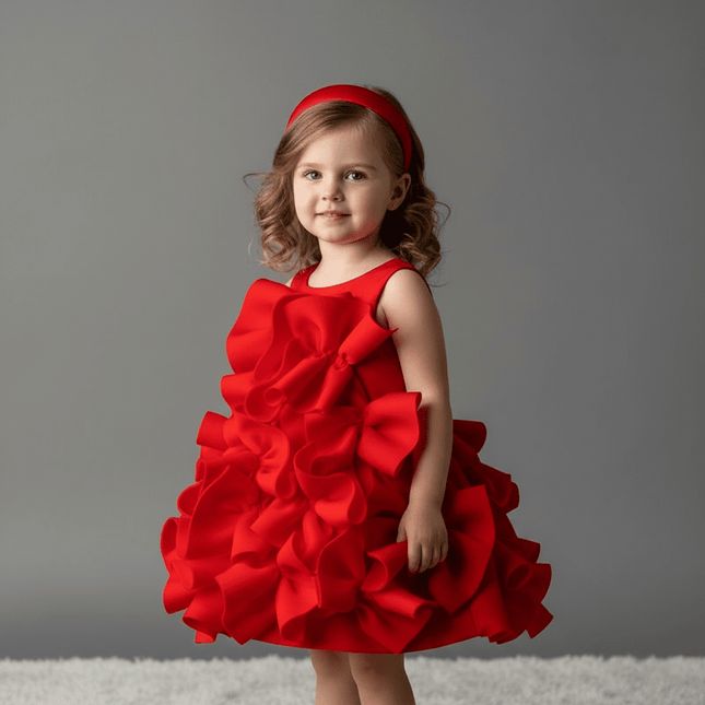 Eid Celebration Luxury One-Piece Dress for Young Girls - Elegant Birthday Party Outfit