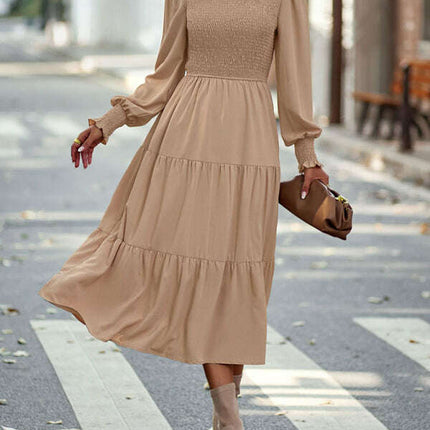Elastic waist mid-length dress for casual vacation - Très Elite