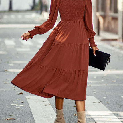 Elastic waist mid-length dress for casual vacation - Très Elite