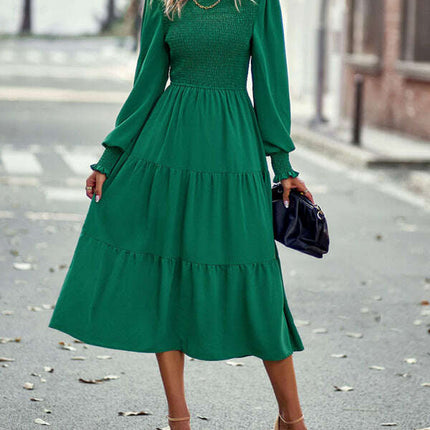 Elastic waist mid-length dress for casual vacation - Très Elite
