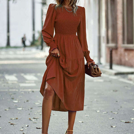 Elastic waist mid-length dress for casual vacation - Très Elite