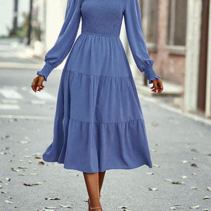 Elastic waist mid-length dress for casual vacation - Très Elite