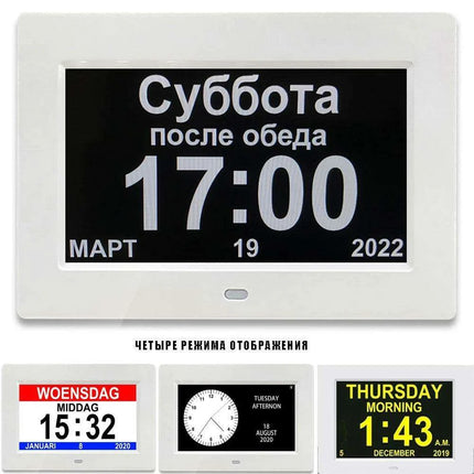 Elderly-Friendly 12 Alarm LED Calendar Clock with Remote Control and Smart Brightness Adjustment - Très Elite