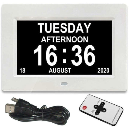 Elderly-Friendly 12 Alarm LED Calendar Clock with Remote Control and Smart Brightness Adjustment..