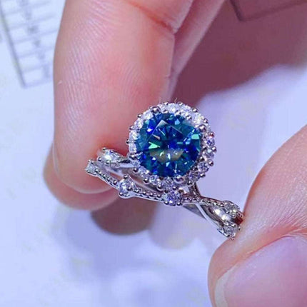 Elegant 1 Carat Lab Grown Moissanite & Zircon Silver Ring - A Luxurious Statement Piece