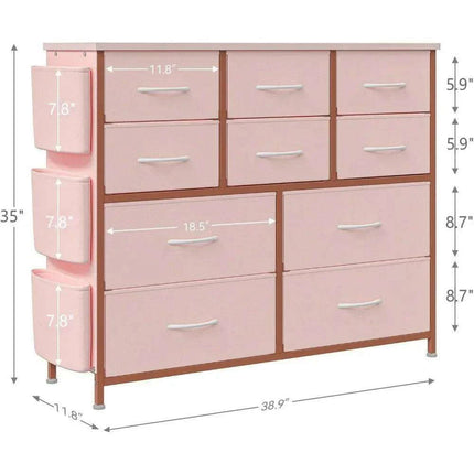 Elegant 10-Drawer Makeup Vanity with Side Pockets and Superior Stability - Très Elite