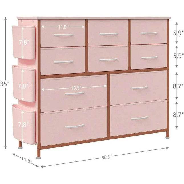 Elegant 10-Drawer Makeup Vanity with Side Pockets and Superior Stability