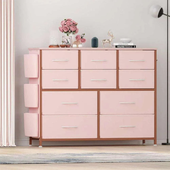 Elegant 10-Drawer Makeup Vanity with Side Pockets and Superior Stability