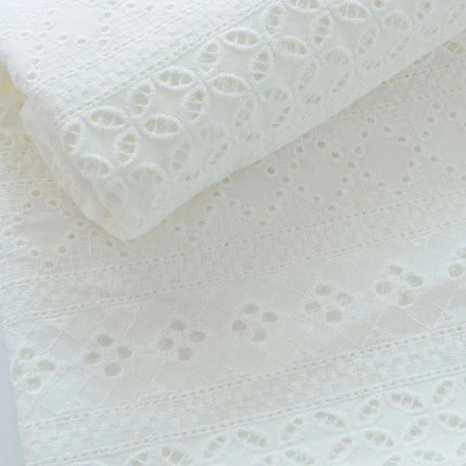 Elegant 100% Cotton White Lace Material..