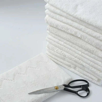 Elegant 100% Cotton White Lace Material - Très Elite
