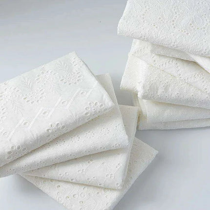 Elegant 100% Cotton White Lace Material - Très Elite