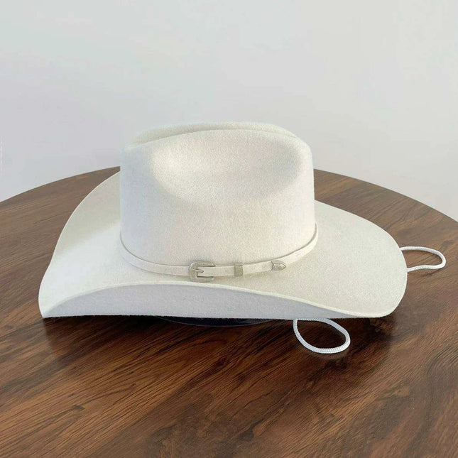 Elegant 100% Wool Cowboy Fedora Hat - XL Size with Unique Raw Edge Brim & Luxurious Satin Lining