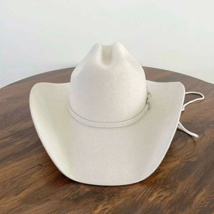 Elegant 100% Wool Cowboy Fedora Hat - XL Size with Unique Raw Edge Brim & Luxurious Satin Lining - Très Elite