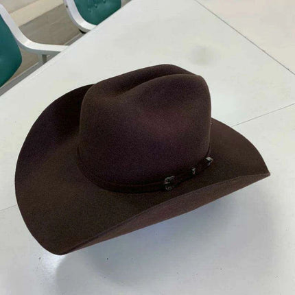 Elegant 100% Wool Cowboy Fedora Hat - XL Size with Unique Raw Edge Brim & Luxurious Satin Lining - Très Elite
