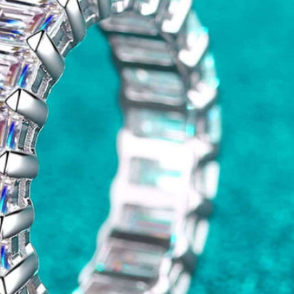 Elegant 10.5 Carat Moissanite and Sterling Silver Ring Set with Rhodium Finish- Très Elite- Très Elite