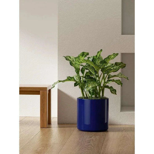 Elegant 12-Inch Blue Ceramic Planter with Enhanced Drainage System