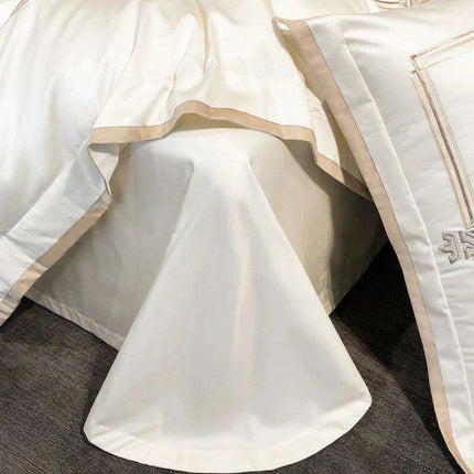Elegant 1400TC Egyptian Cotton Luxury Embroidered Bedding Set for King & Queen Beds