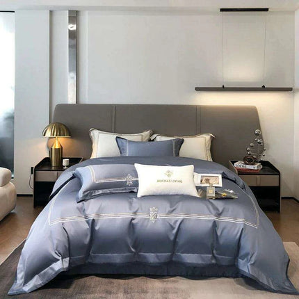 Elegant 1400TC Egyptian Cotton Luxury Embroidered Bedding Set for King & Queen Beds