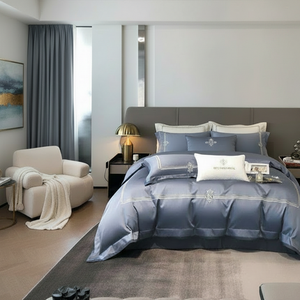Elegant 1400TC Egyptian Cotton Luxury Embroidered Bedding Set for King & Queen Beds