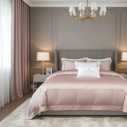 Elegant 1400TC Egyptian Cotton Luxury Embroidered Bedding Set for King & Queen Beds