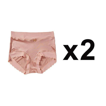Elegant 2-Pack High-Waisted Satin Ice Silk Seamless Breathable Briefs with Butt Enhancing Design - Très Elite