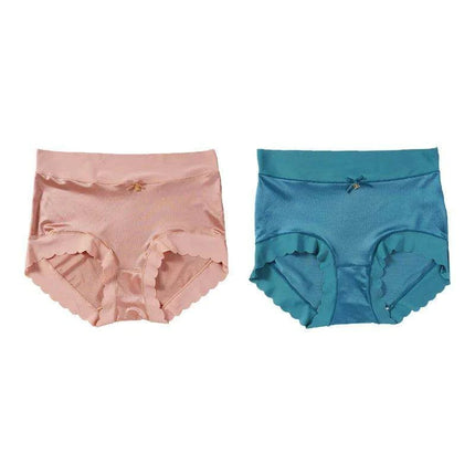 Elegant 2-Pack High-Waisted Satin Ice Silk Seamless Breathable Briefs with Butt Enhancing Design - Très Elite
