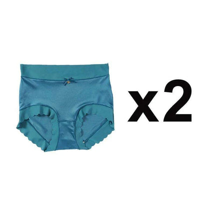 Elegant 2-Pack High-Waisted Satin Ice Silk Seamless Breathable Briefs with Butt Enhancing Design - Très Elite