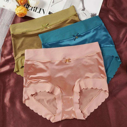 Elegant 2-Pack High-Waisted Satin Ice Silk Seamless Breathable Briefs with Butt Enhancing Design - Très Elite