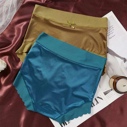 Elegant 2-Pack High-Waisted Satin Ice Silk Seamless Breathable Briefs with Butt Enhancing Design - Très Elite