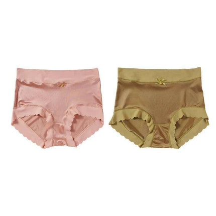 Elegant 2-Pack High-Waisted Satin Ice Silk Seamless Breathable Briefs with Butt Enhancing Design - Très Elite