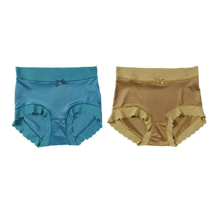 Elegant 2-Pack High-Waisted Satin Ice Silk Seamless Breathable Briefs with Butt Enhancing Design - Très Elite