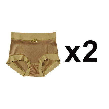 Elegant 2-Pack High-Waisted Satin Ice Silk Seamless Breathable Briefs with Butt Enhancing Design - Très Elite