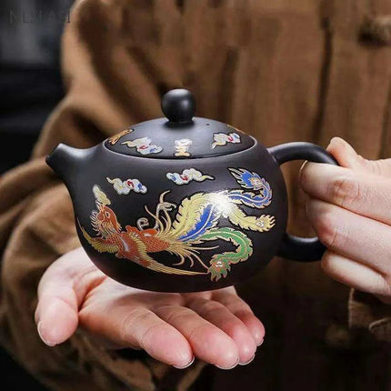 Elegant 200ml Authentic Purple Clay Teapot with Innovative Filtration System - Très Elite