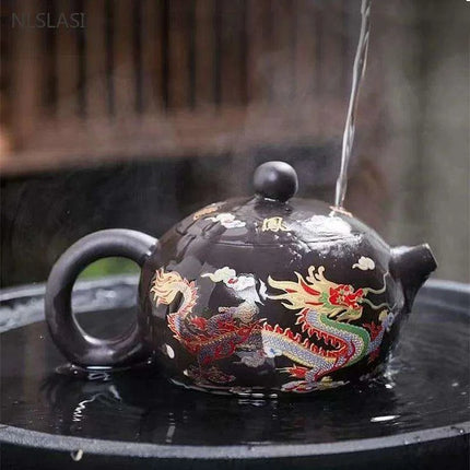 Elegant 200ml Authentic Purple Clay Teapot with Innovative Filtration System - Très Elite