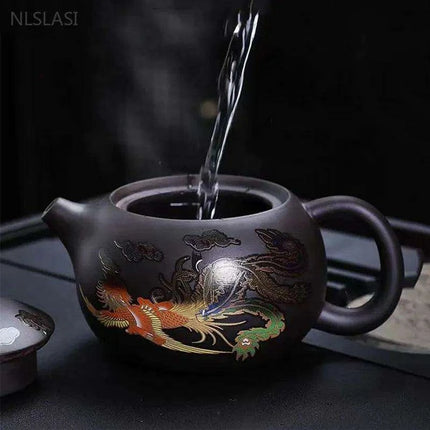 Elegant 200ml Authentic Purple Clay Teapot with Innovative Filtration System - Très Elite