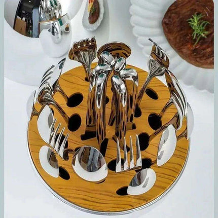 Elegant 24-Piece Golden Egg Design Stainless Steel Cutlery Set - Très Elite