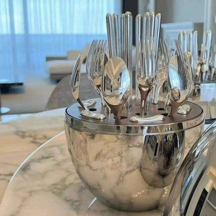 Elegant 24-Piece Golden Egg Design Stainless Steel Cutlery Set - Très Elite