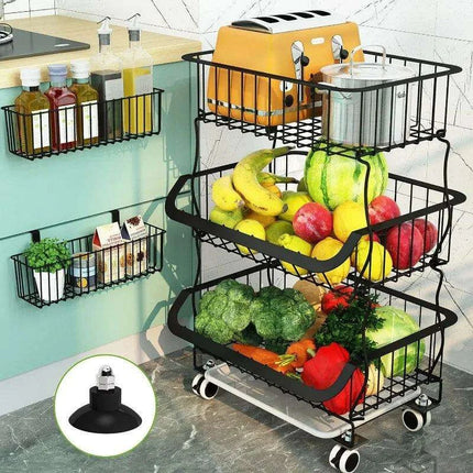 Elegant 3-Tier Rolling Storage Cart - Modern Organizer for Home and Kitchen- Très Elite- Très Elite