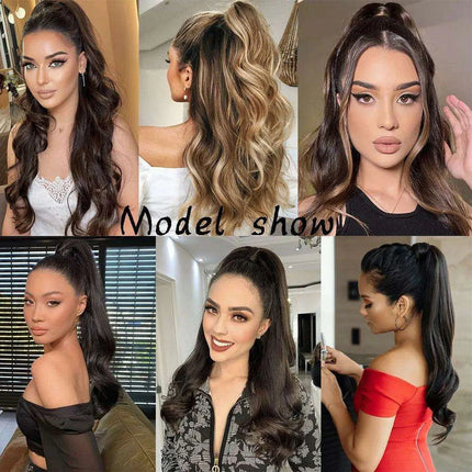 Elegant 30-Inch Wavy Synthetic Hair Extension Ponytail for Effortless Glam - Très Elite