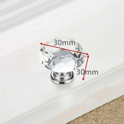 Elegant 30mm Diamond Crystal Glass Cabinet and Drawer Knobs for a Glamorous Touch..
