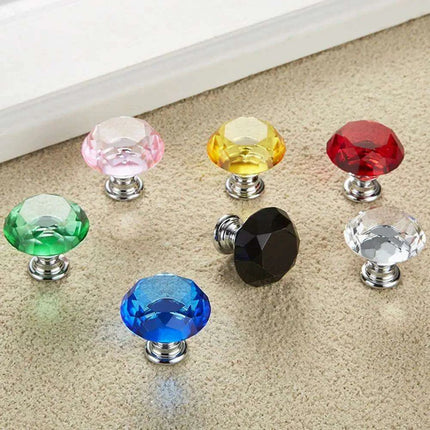 Elegant 30mm Diamond Crystal Glass Cabinet and Drawer Knobs for a Glamorous Touch - Très Elite