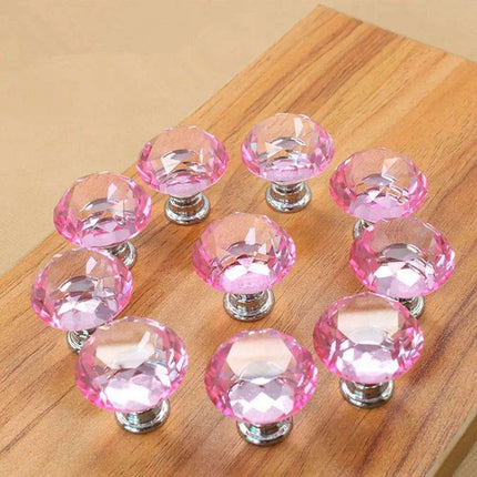 Elegant 30mm Diamond Crystal Glass Cabinet and Drawer Knobs for a Glamorous Touch - Très Elite